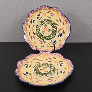 Temp-tations Old World 8 Inch Salad Plates Set of 2 Hand Painted Stoneware Tara